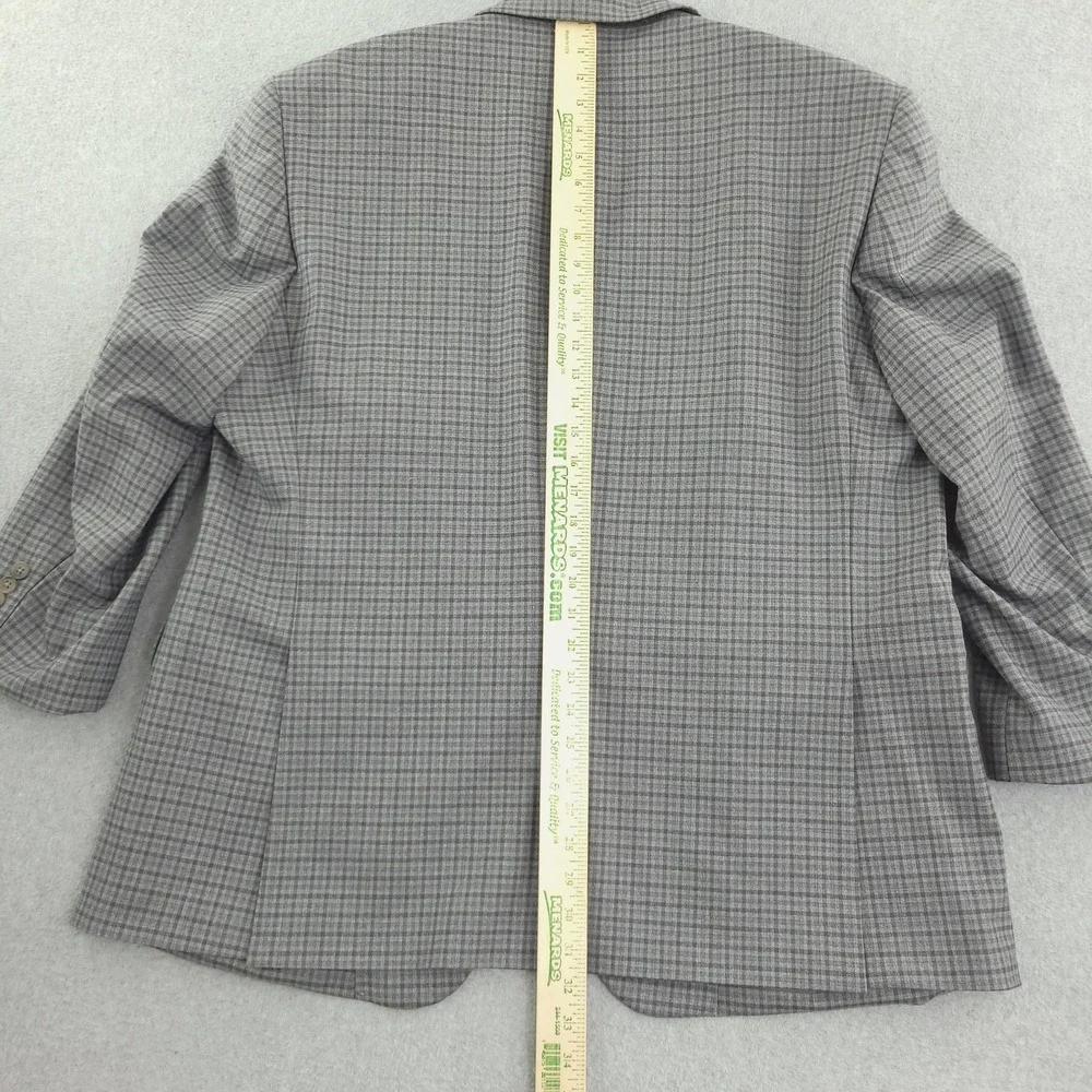 Jos A Bank Blazer Mens 50 Gray Check Wool Tweed Stretch Sport‎ Coat Jacket